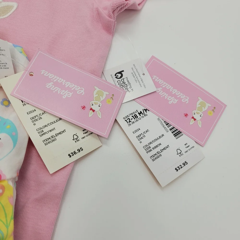 Gymboree Outfit Pink Bunny Tee Colorful Egg Skirt Embroidered Size 12-18mo NEW